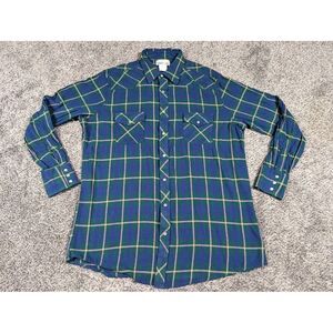 Vintage Wrangler Shirt Mens XLT Wrancher Plaid Flannel Pearl Snap Western‎